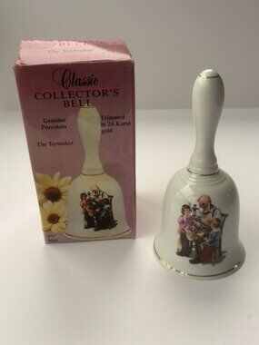 Vintage 1985 Norman Rockwell The Toymaker Porcelain Collector Bell Boxed